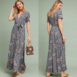 • Anthropologie • The Odells Zinaida Maxi Wrap Dress Floral Motif